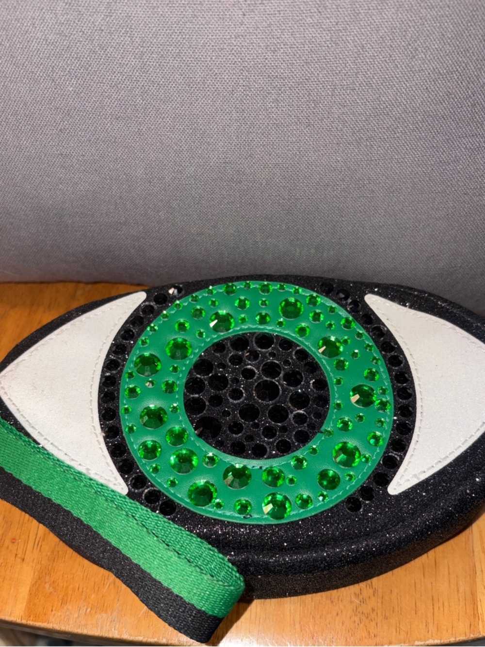 Bath & Body Works Embellished Black with Green Gem Eye Clutch or Make Up Bag!!